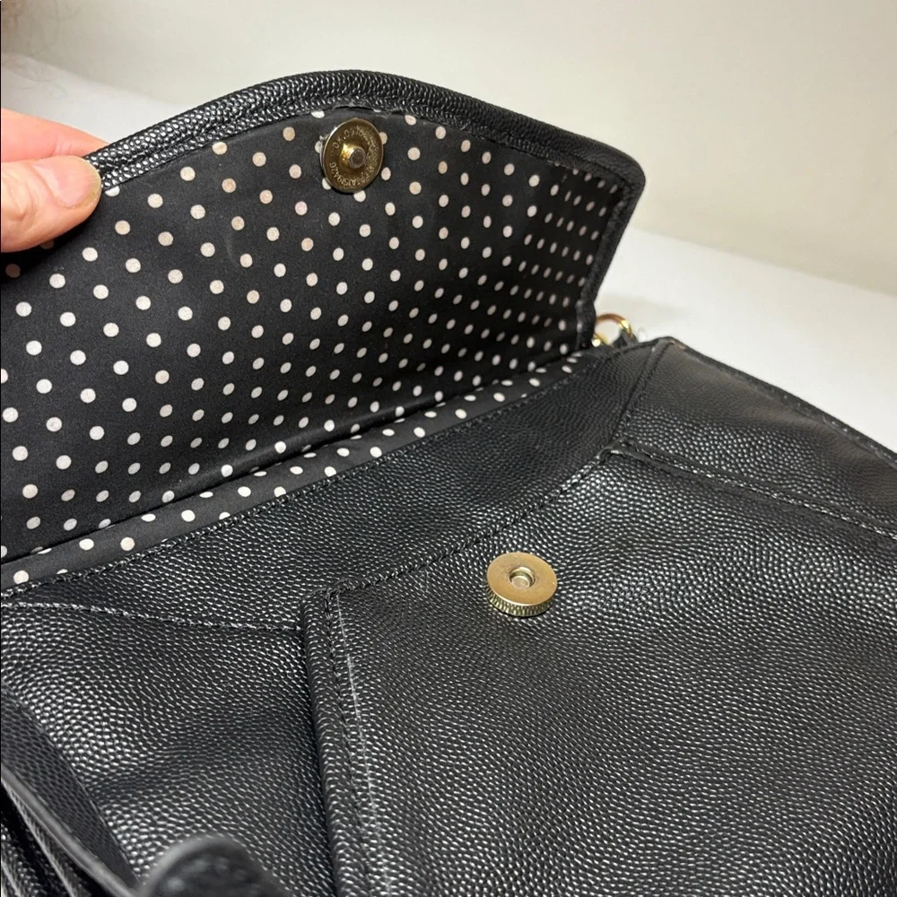 Lulu Guinness Black Faux Leather Crossbody (missing top handle)